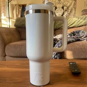 White Holographic RTIC Stanley Insulated Tumbler Cup with Handle, 40 oz Capacity